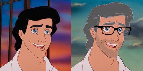 disney characters go older and eric is a total silver fox
