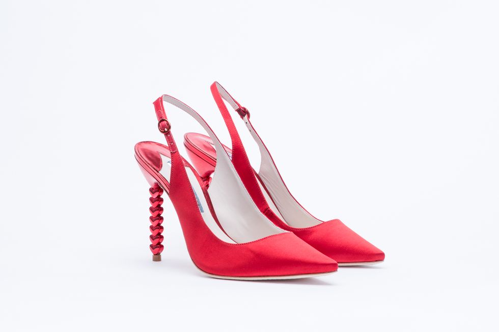 Sophia Webster red sling back bridal shoes