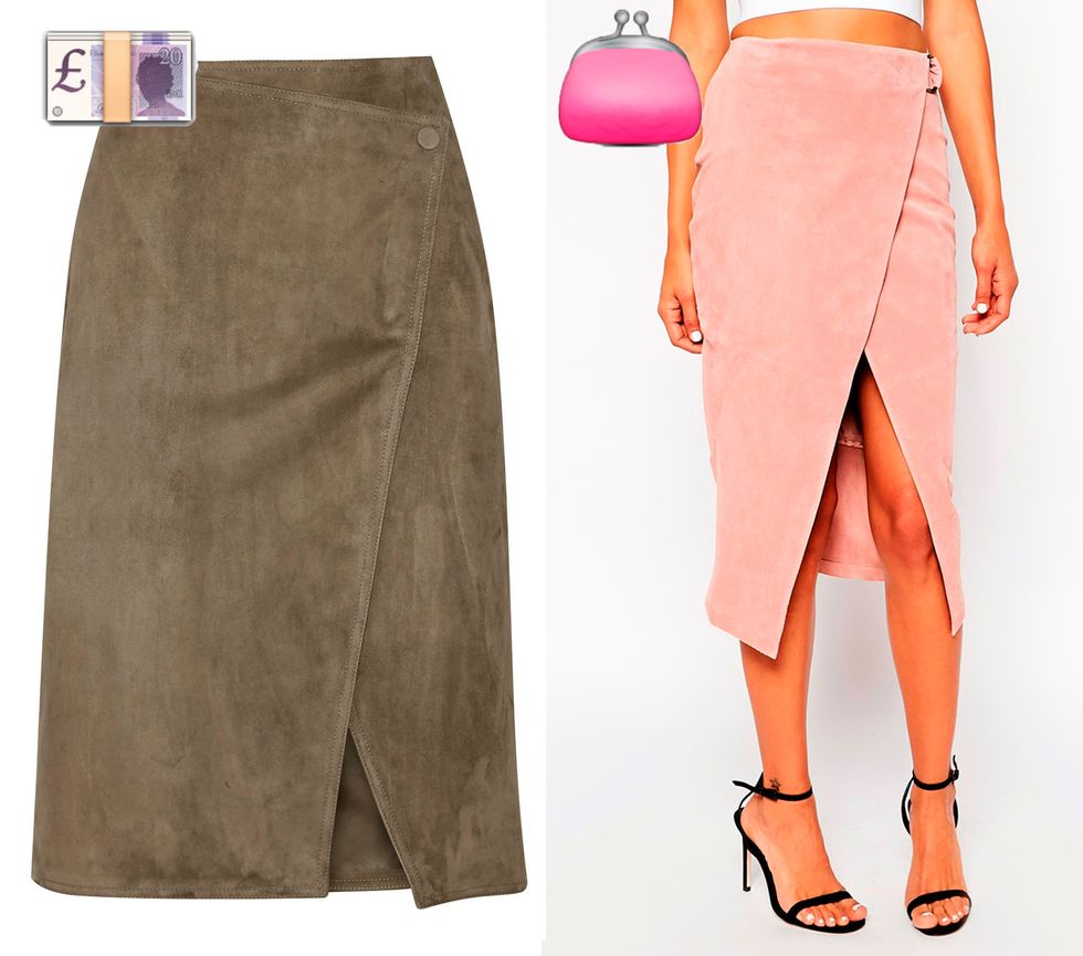 Designer suede Jason Wu wrap skirt v ASOS pink suede wrap skirt