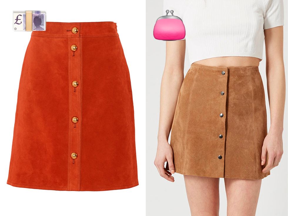 Gucci suede button-up skirt vs ASOS button-up skirt