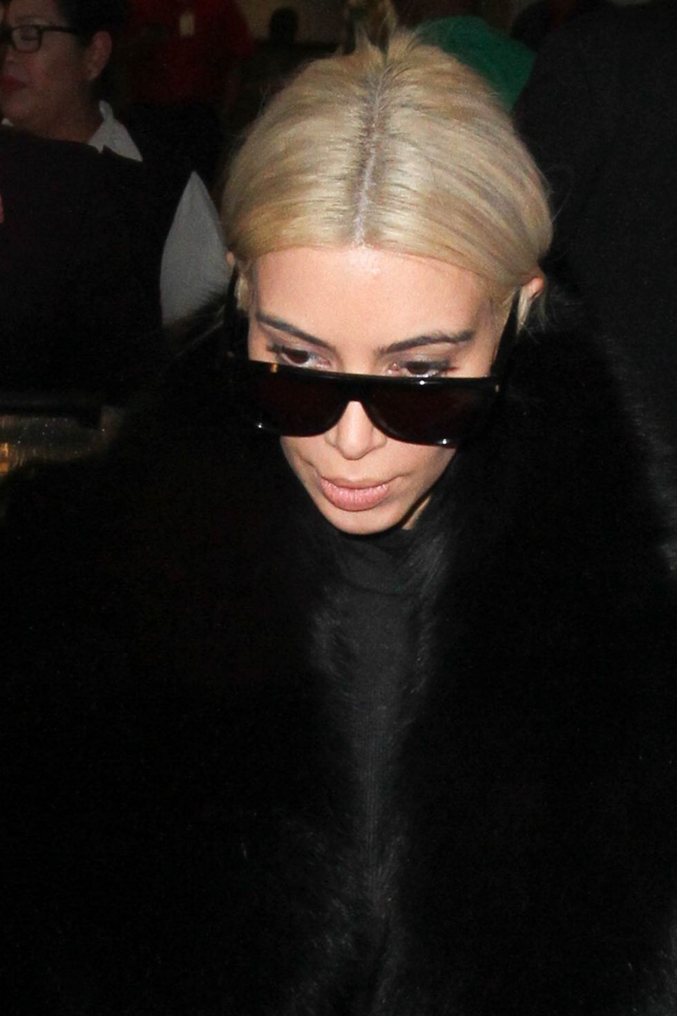 Kim Kardashian's frazzled blonde hair