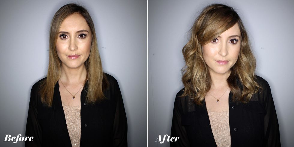 Hair tutorial: how to do 70s waves with faux fringe - before & after