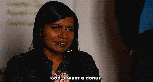 mindy kaling crying donut hungry