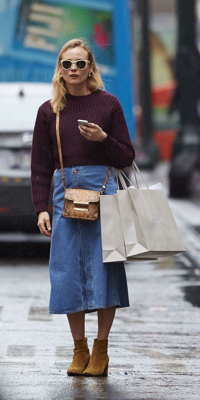 Diane Kruger wears the perfect outfit for a rainy day
