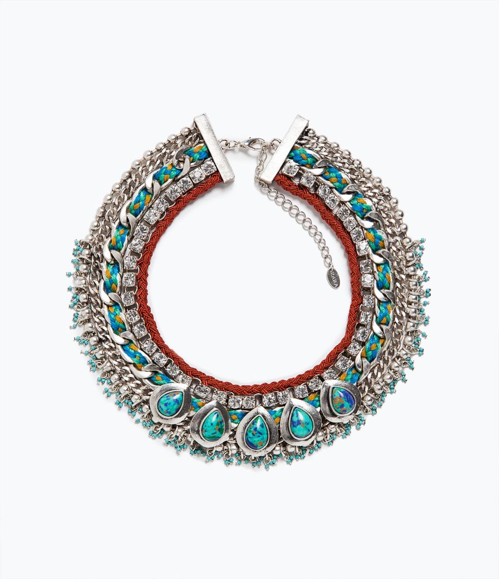 Zara turquoise diamante necklace