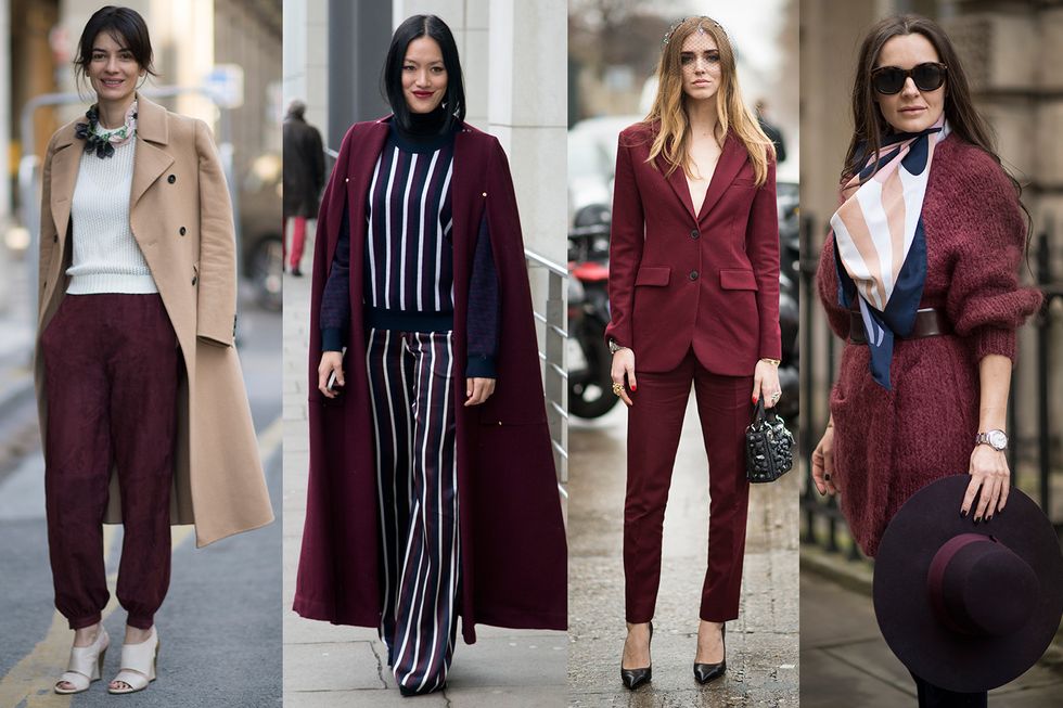 Four street stylers that prove burgandy is the new black