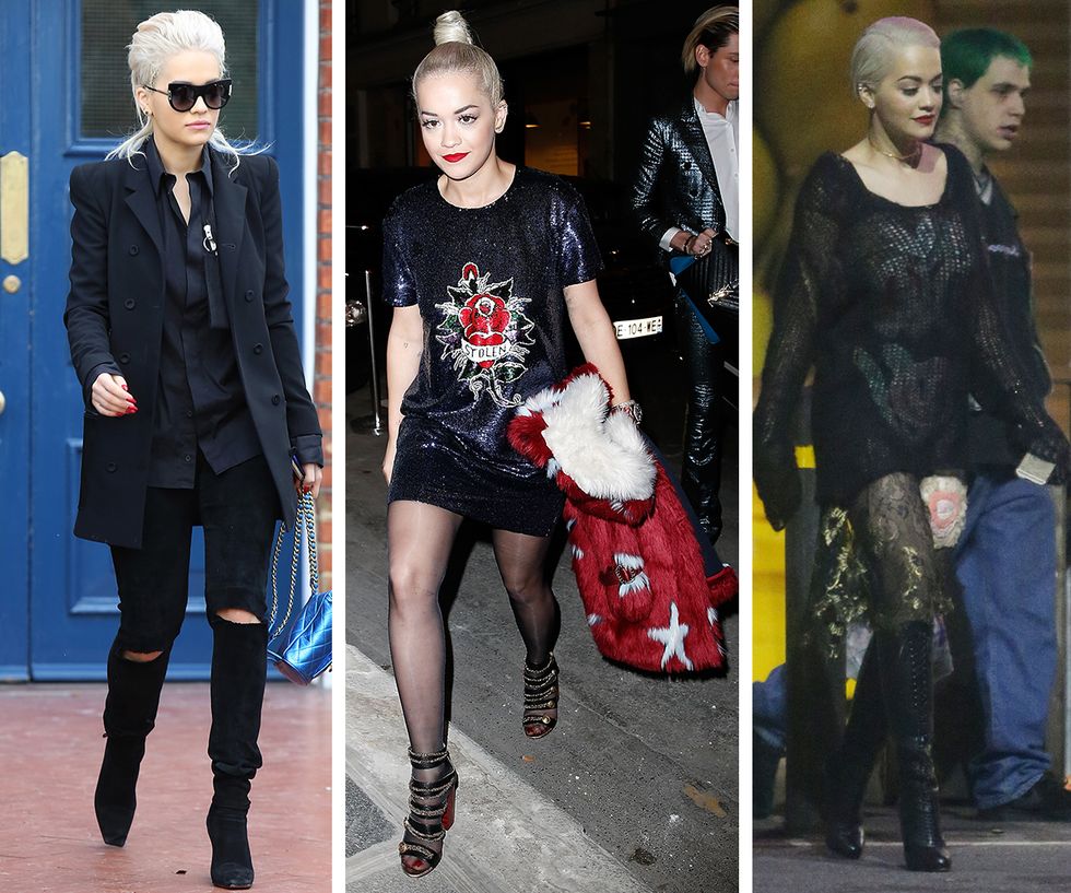 Rita Ora in three rock and roll cool outfits