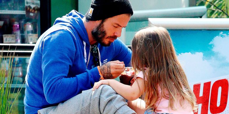 David Beckham and Harper get ice cream because it's HOT