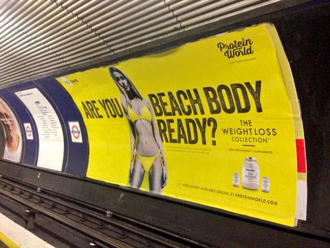 Protein World's 'Are You Beach Body Ready?' advert on the tube