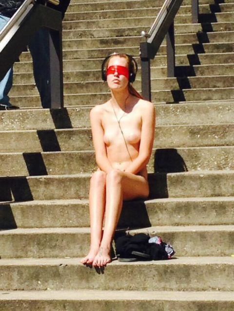 Student sits naked on university steps to raise awareness about sexual assault