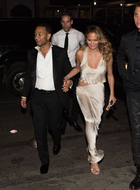 Chrissy Teigen and John Legend Celeb fashion at the Met Gala after party 