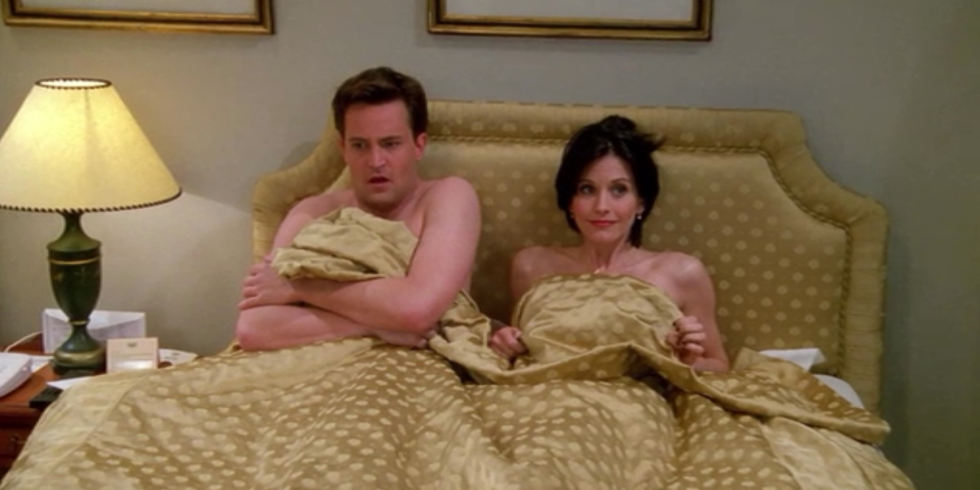 Chandler and Monica in bed together - Friends