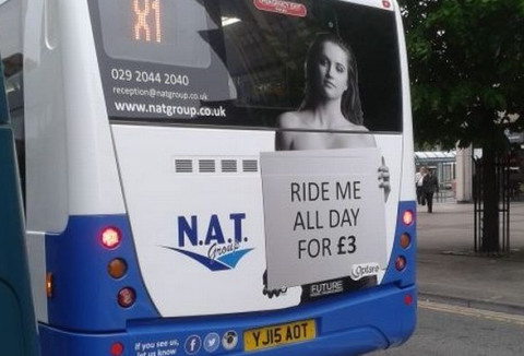 Bus company's ride me all day for £3 ads removed