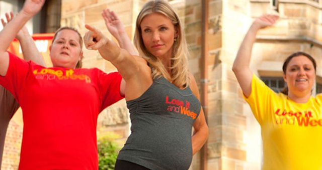 Cameron Diaz working out pregnant in What To Expect When You're Expecting