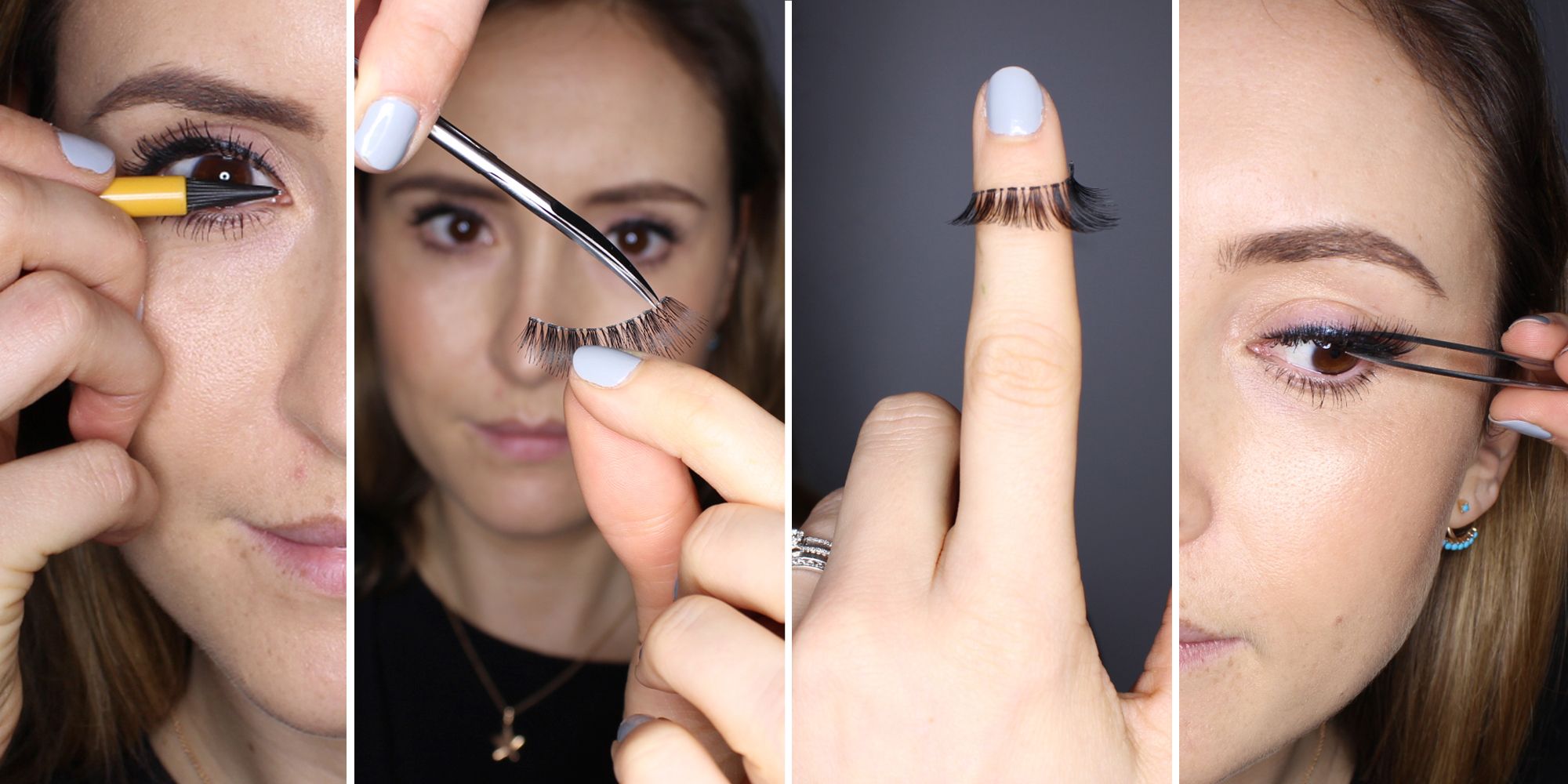 how to apply false eyelashes