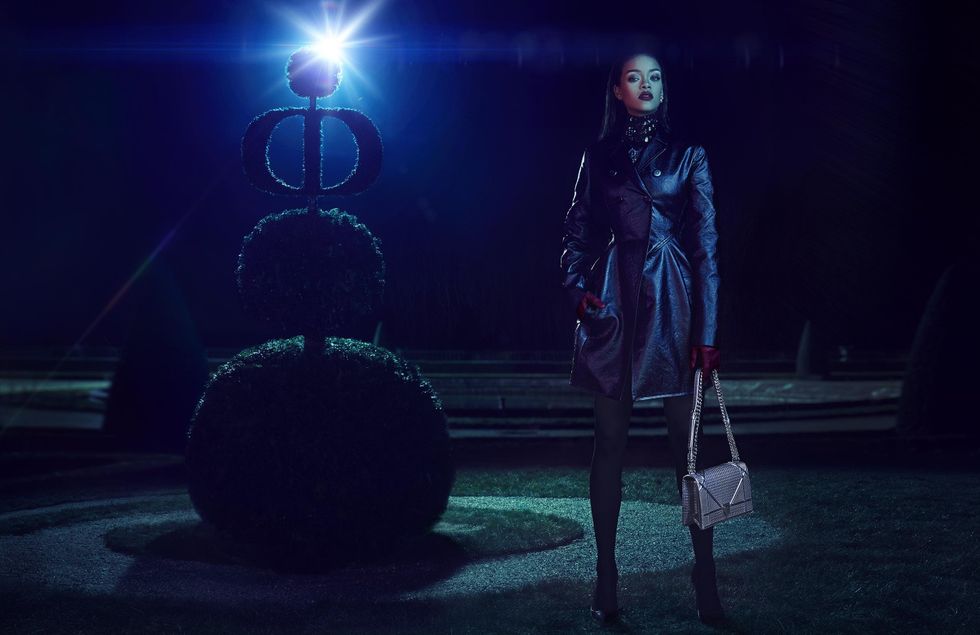 Rihanna Dior wears a fancy coat for Dior's new campaign Secret Garden