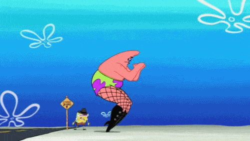 Patrick Star leaping in heels Spongebob Movie