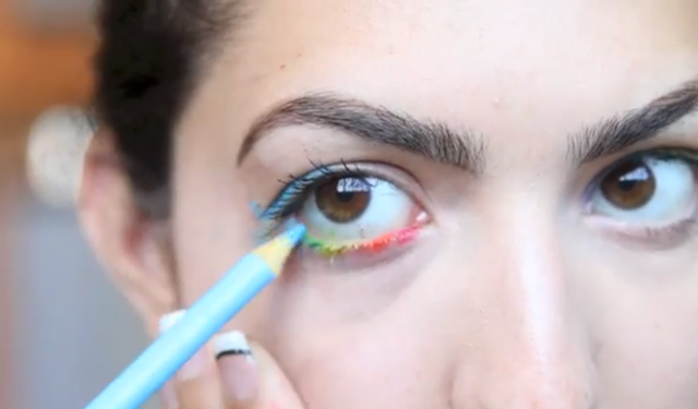 Using crayola pencils for multi-coloured eyeliner is obviously really dangerous