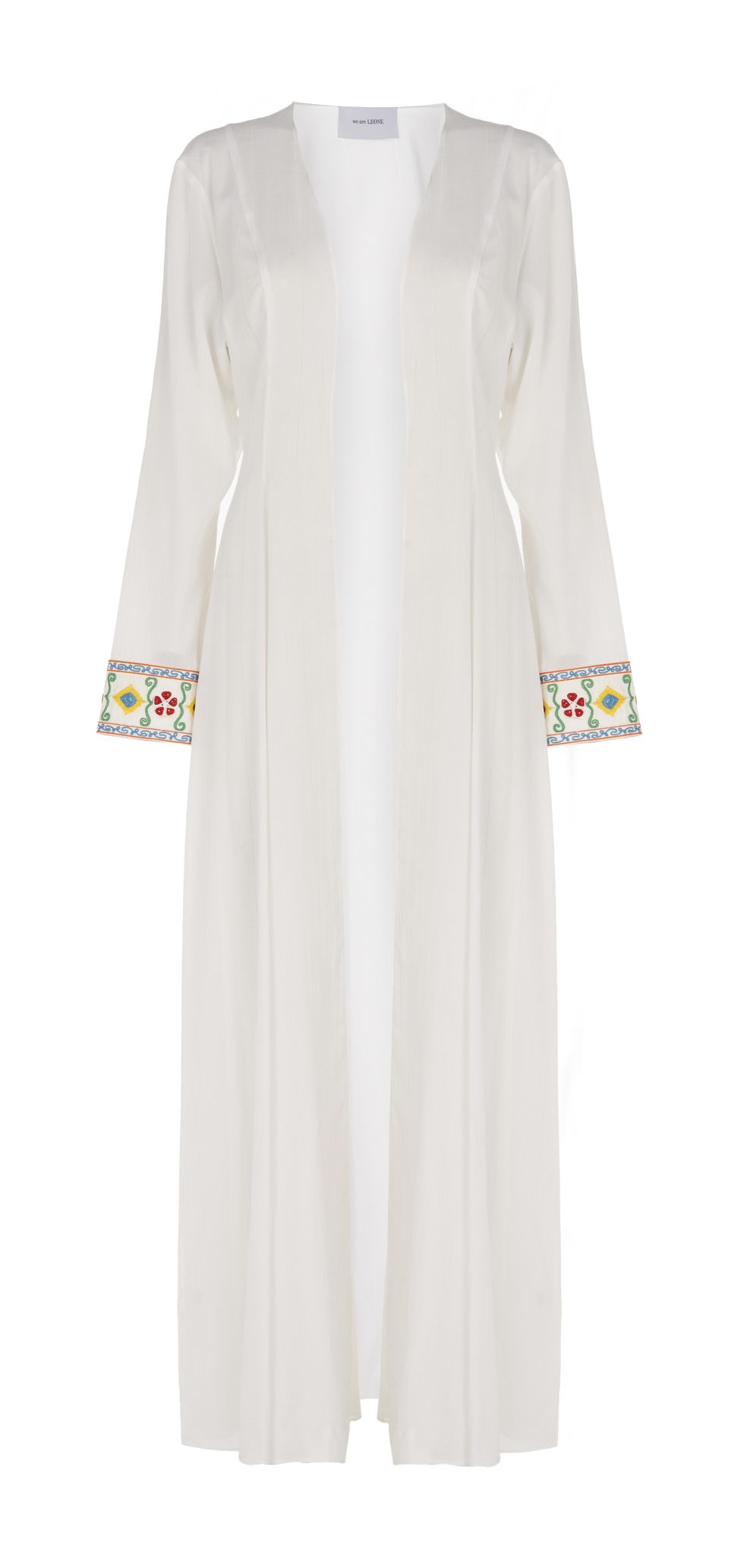 Maxi cardigan with embroidered cuffs