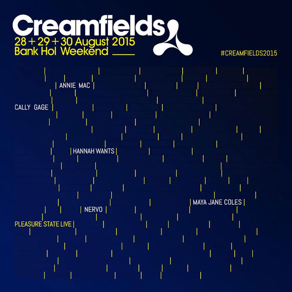 Creamfields festival line-up without all-male acts