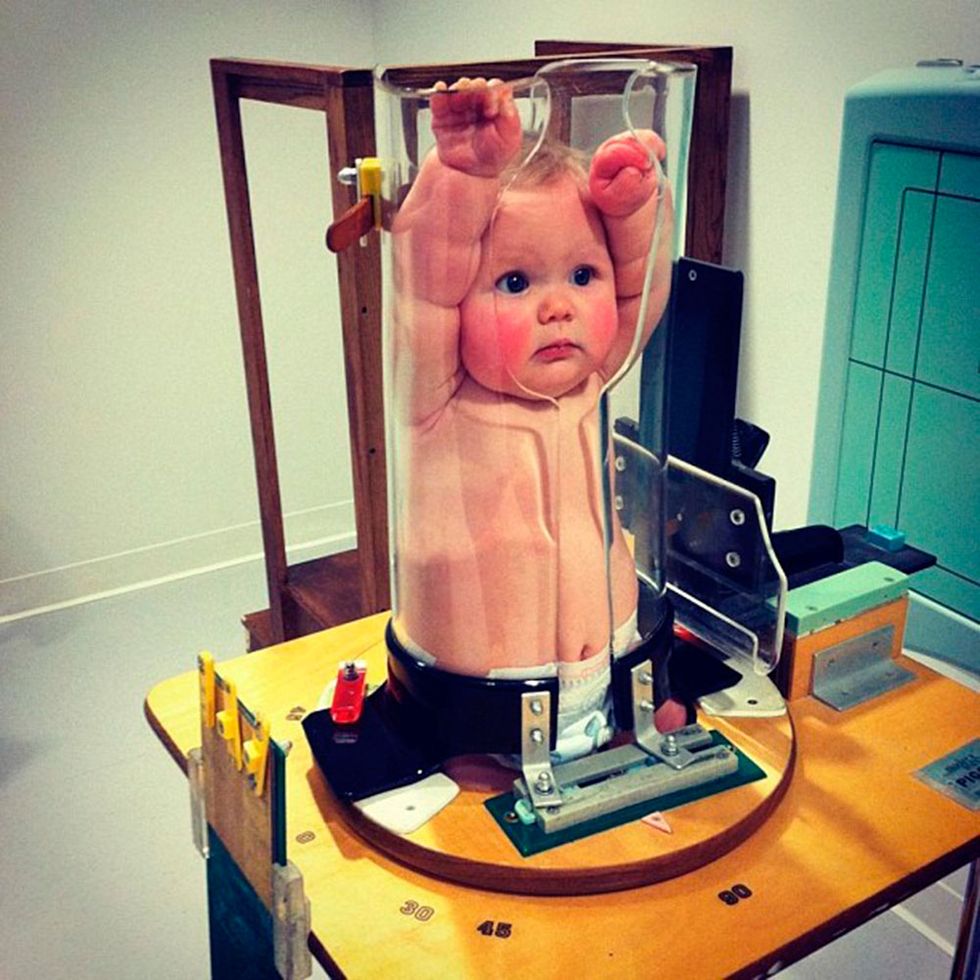 Viral baby getting x-ray in a tube