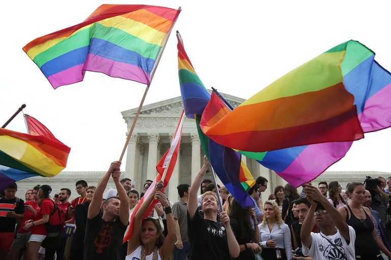 Celebrations outside the US Supreme Court after they rules in favour of same-sex marriage