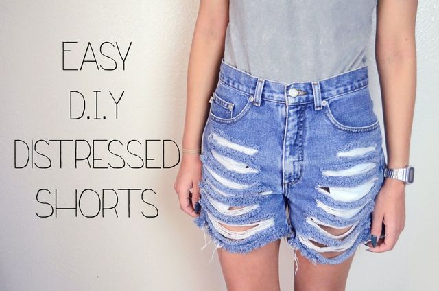 easy diy distressed shorts
