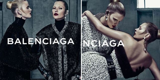 Lara Stone and Kate Moss make sideburns chic for Balenciaga