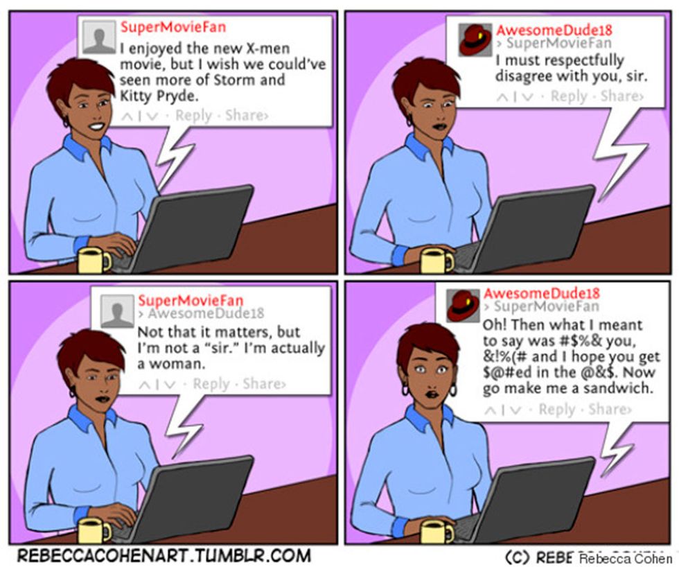 Online trolls feminist cartoon Rebecca Cohen