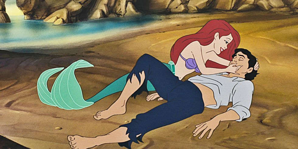Ariel and Eric on the beach in The Little Mermaid