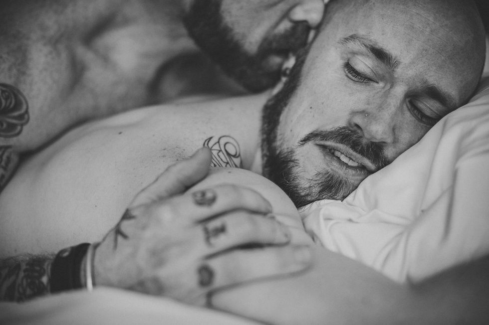 Facial hair, Beard, Tattoo, Interaction, Monochrome photography, Moustache, Muscle, Love, Photography, Black-and-white, 