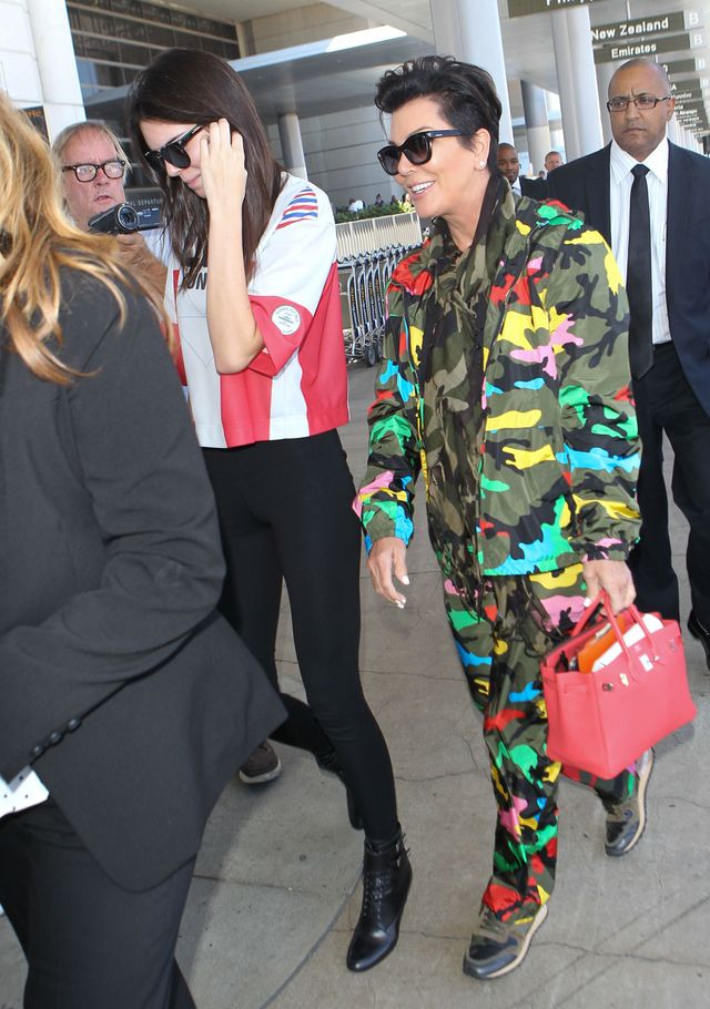 Kris Jenner camouflage outfit while out with Kendall Jenner
