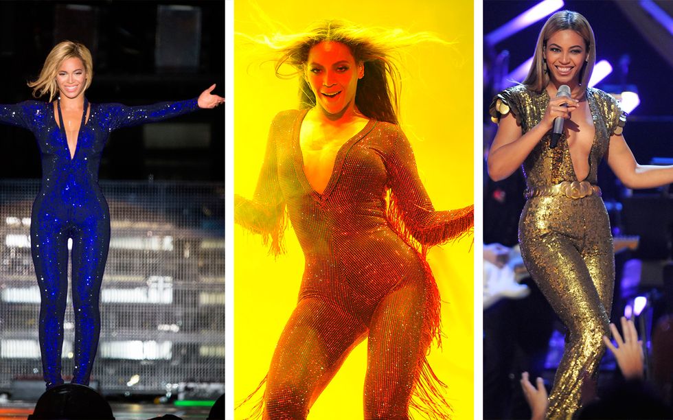 Beyonce wears the same outfits: glitter jumpsuit