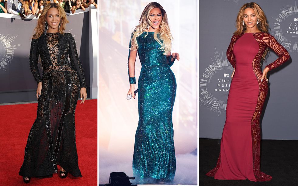 Beyonce wears the same outfits: long sleeved gown