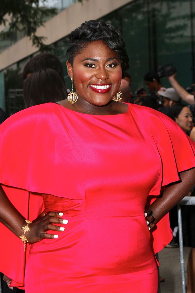 Danielle Brooks wearing a red dress at the 2015 Fragrance Foundation awards