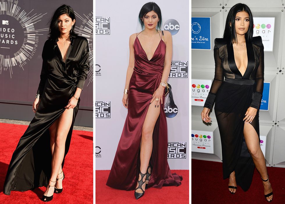 Definitive proof Kylie Jenner always wears the same outfits: silk, v-neck, split dress