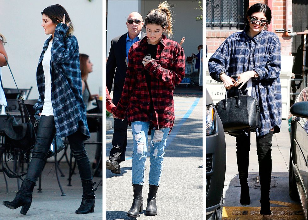 Definitive proof Kylie Jenner wears the same outfits: check shirt, jeans and boots