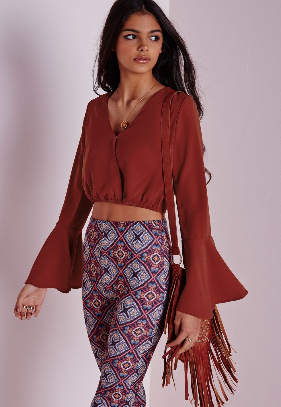 Missguided wrap over cropped blouse