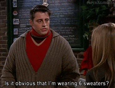 Joey from Friends wearing 6 jumpers