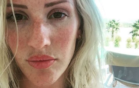 Ellie Goulding shows off her freckles