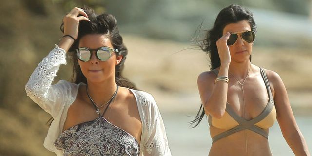 Kendall Jenner and Kourtney Kardashian on the beach in St Barts