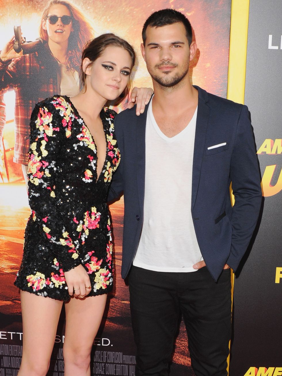Kristen Stewart and Taylor Lautner at the premiere of American Ultra