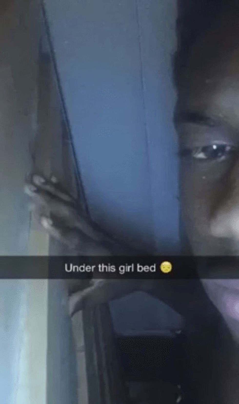 Guy Snapchats from under a girl's bed when her mum gets home early