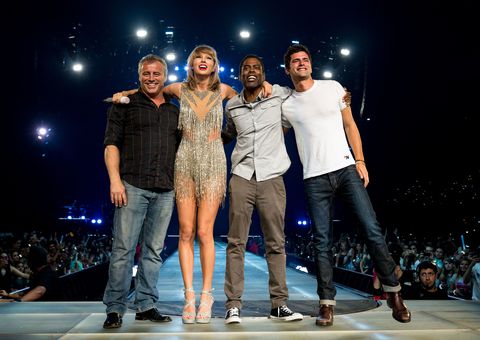 Taylor Swift brings out Matt LeBlanc, Chris Rock, and model Sean O Pry onstage during her 1989 tour stop in LA, August 2015