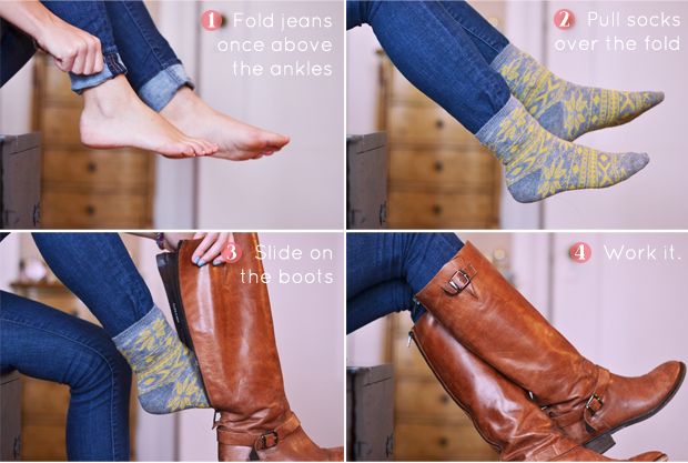 How to roll your jeans under boots