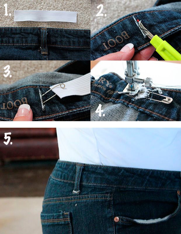 How to elasticate a pair of jeans to bring in the waist