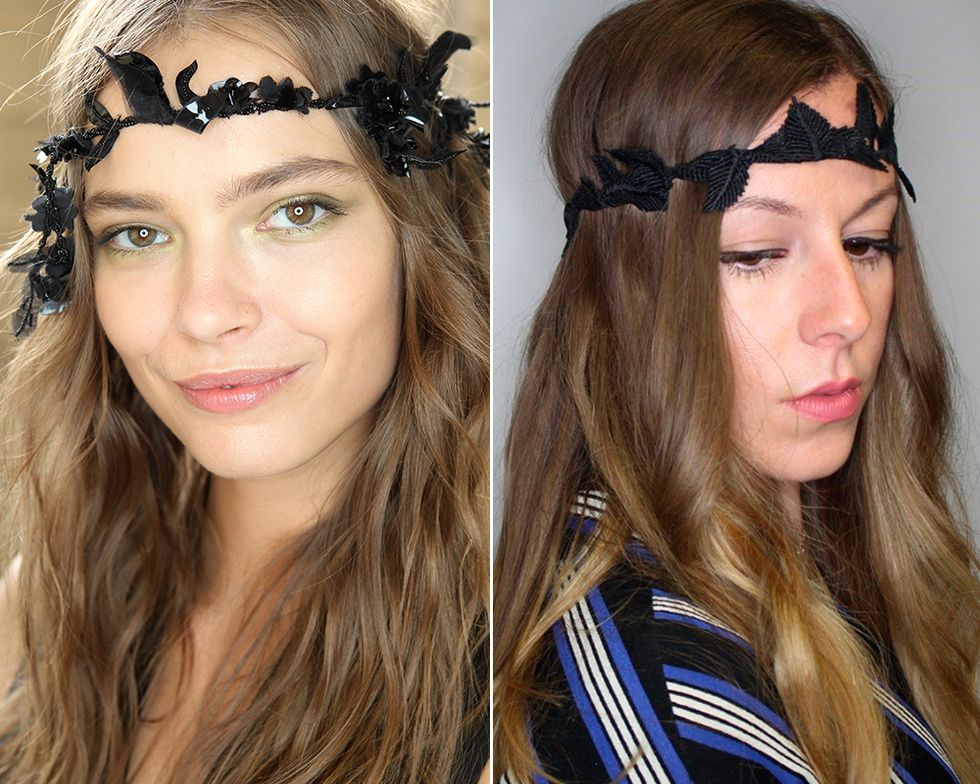 How to do leaf headband hair accessory at Versace