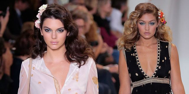Kendall Jenner and Gigi Hadid walking for DVF at New York Fashion Week SS16