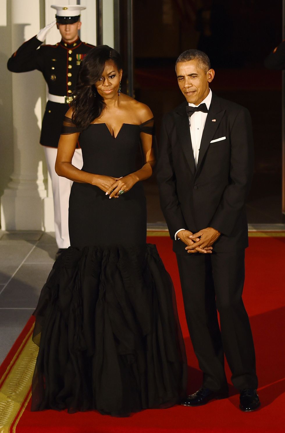 Michelle and Barack Obama at the white house state dinner for chinese president