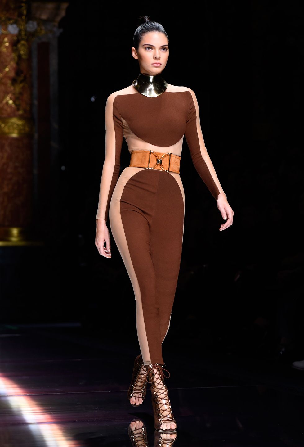 Kendall Jenner walking for Balmain at Paris Fashion Week